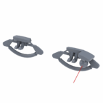 Modele 3D wczesnego zatrzasku owiewki (po lewej) i zatrzasku z zamontowaną kulką zwalniacza owiewki w mechanizmie Martina Bakera. Oba modele są teraz załadowane do archiwum plików 3D podpiętego do artykułów z budowy moich Spitfirów Mk.V.